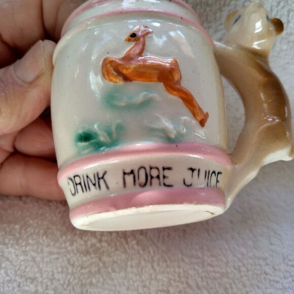 Drink More Juice fox handle childs cup 2 1/2" tall with deer - Picture 2 of 8